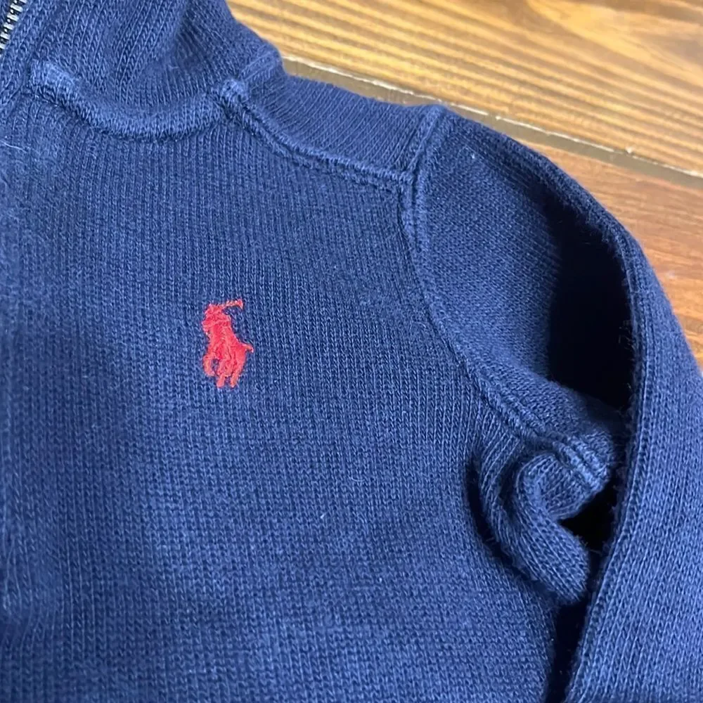 POLO Ralph Lauren Infant Cotton Navy Blue 1/4 Zip Pullover